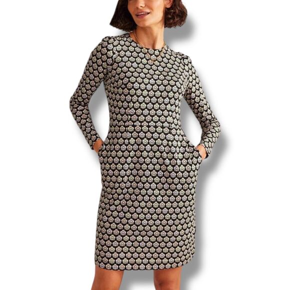 Boden Size 4 Black Floral Penelope Jersey Dress Classic Capsule - Picture 1 of 7